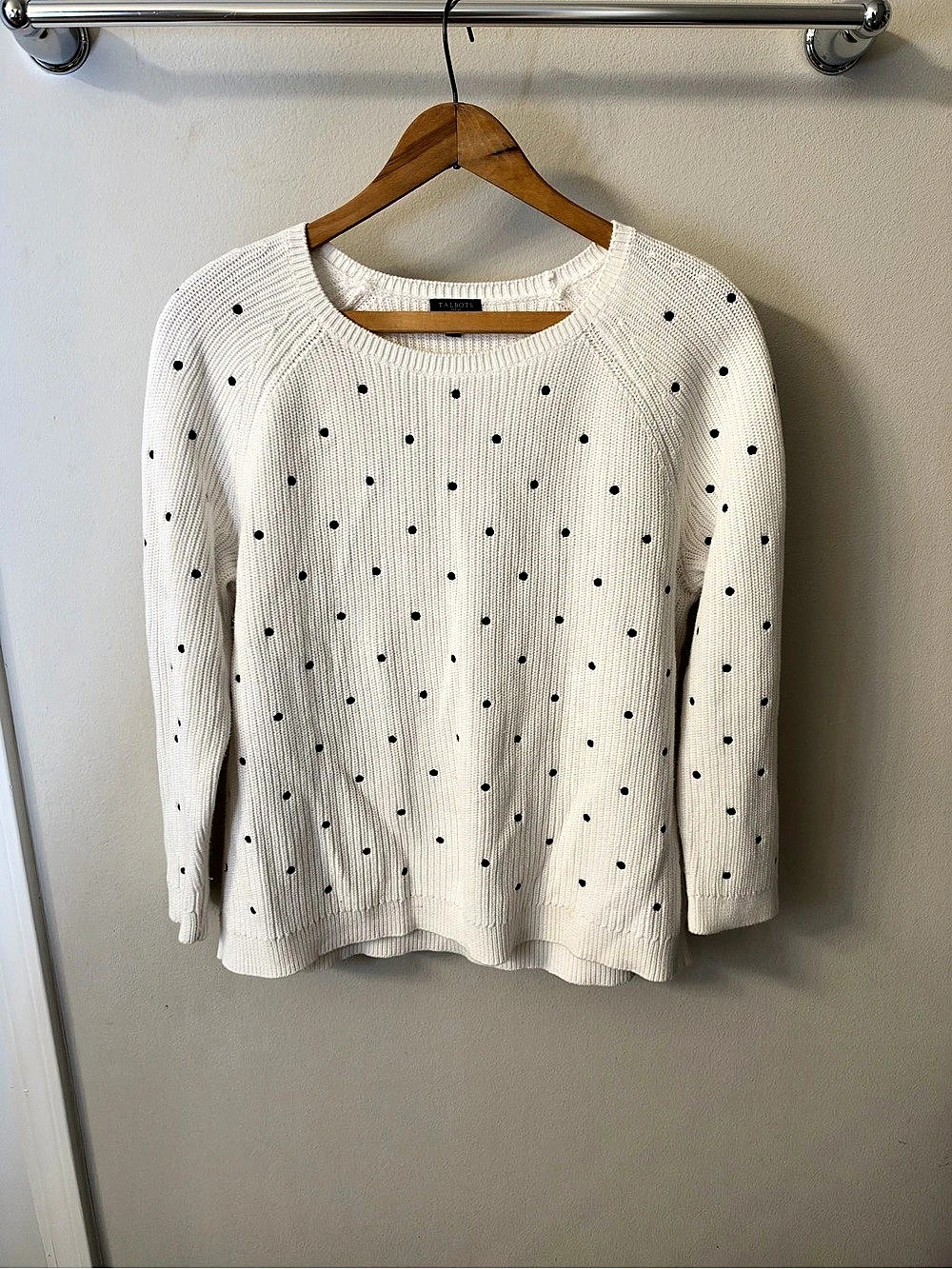 Talbots Polka Dot Crewneck Cotton Sweater Size XL Petite